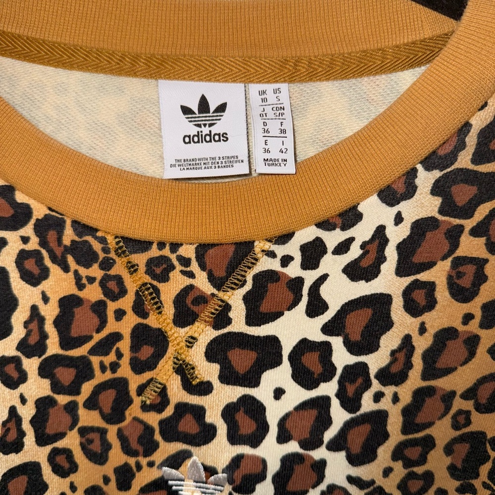 Adidas Brown Leopard Print Crewneck - Picture 7 of 10